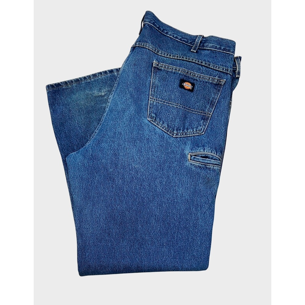 Dickies Double Reinforced Knee Jeans Men's Relaxed 44x32 Workwear Utility Denim